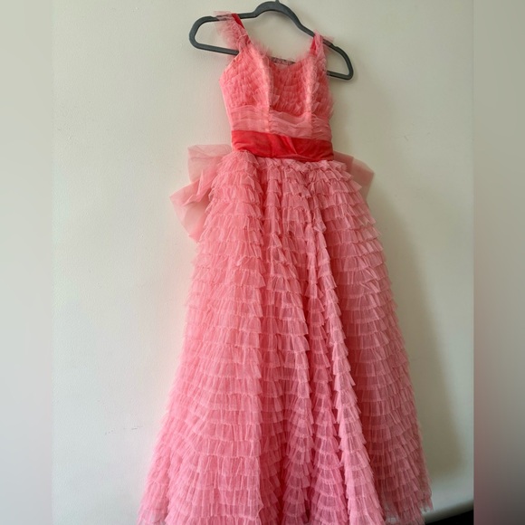 SOLD - 1950s Vintage Layered Mesh Tulle & Velvet Tiered Cupcake Dress Pink Prom - Picture 5 of 11